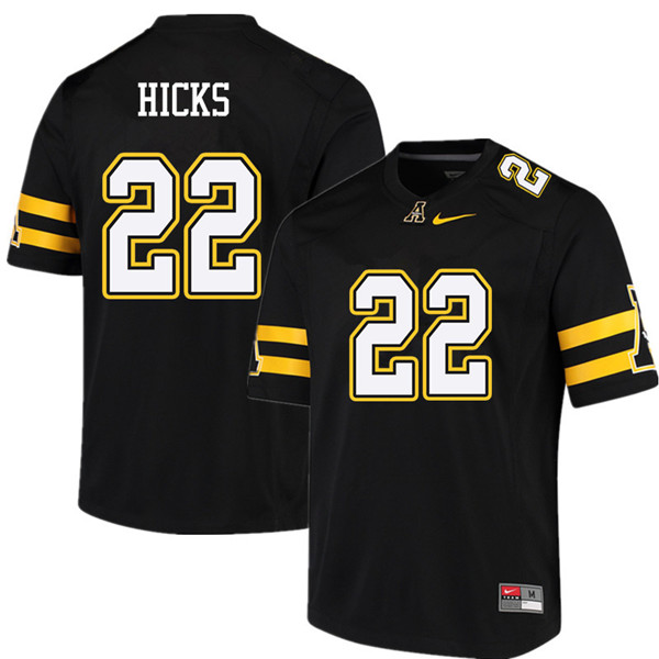 Men #22 D'Andre Hicks Appalachian State Mountaineers College Football Jerseys Sale-Black - Click Image to Close